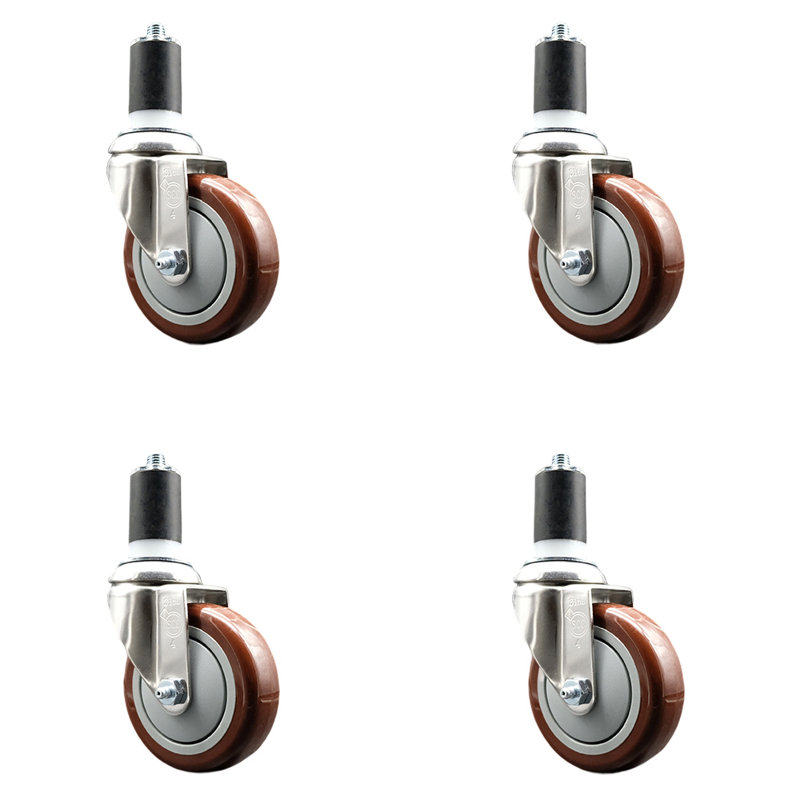 Ensemble de roulettes extensibles pivotantes en polyuréthane 316SS SCC, Bleu