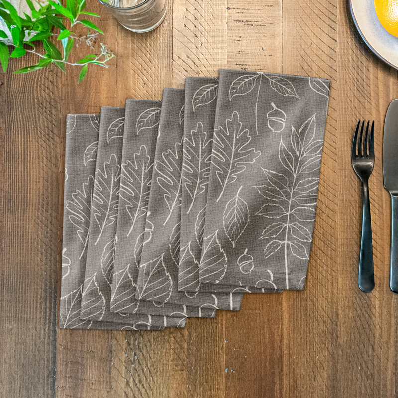 Loughman Cotton Floral Square Napkin, Gray