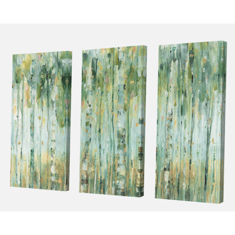 «The Birch Forest II», ensemble de 3 reproductions d'art sur toile tendue, H 28 po x l 36 po x P 1 po