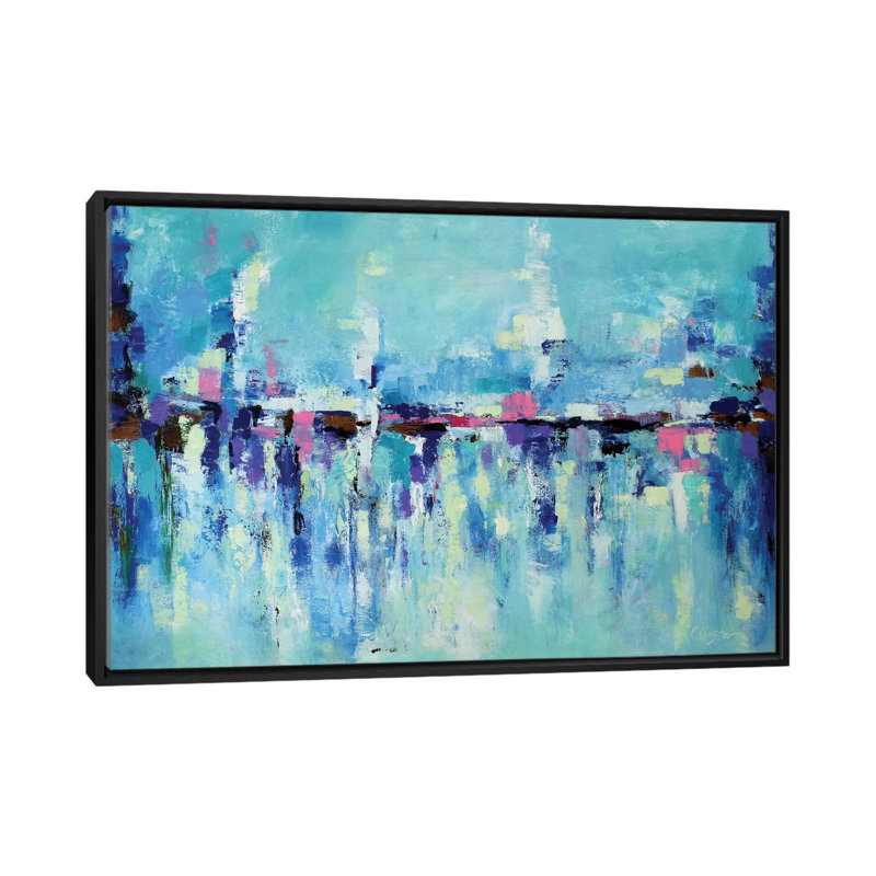 «Abstract Seascape X», reproduction sur toile, H 18 po x l 26 po x P 1,5 po, Toile avec cadre noir, Pas de tapis