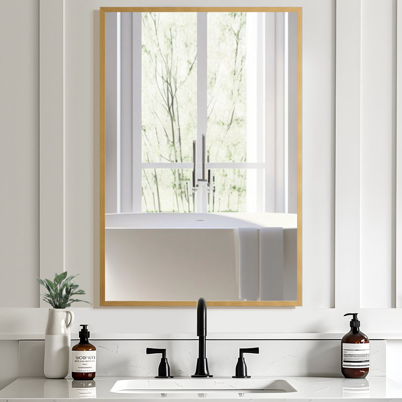 Miroir de salle de bain mural Kayelle, Doré, 36 po x 24 po