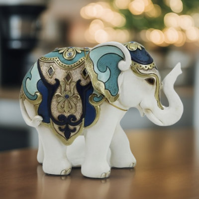 9"W White Thai Elephant Figurine