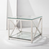Bersum Glass Top End Table