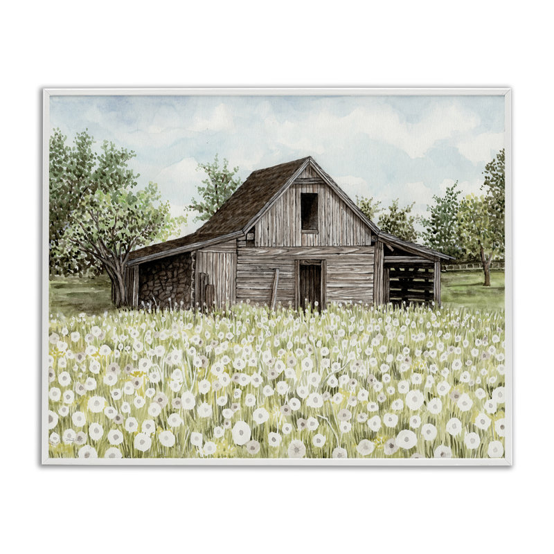  «Poppy Farm Meadow», estampe numérique encadrée par Cindy Jacobs, H 11 po x l 14 po, Giclée encadrée blanc bord de mer