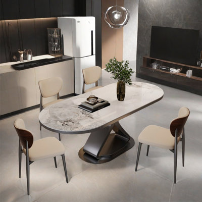 Modern simple carbon steel base dining table sets