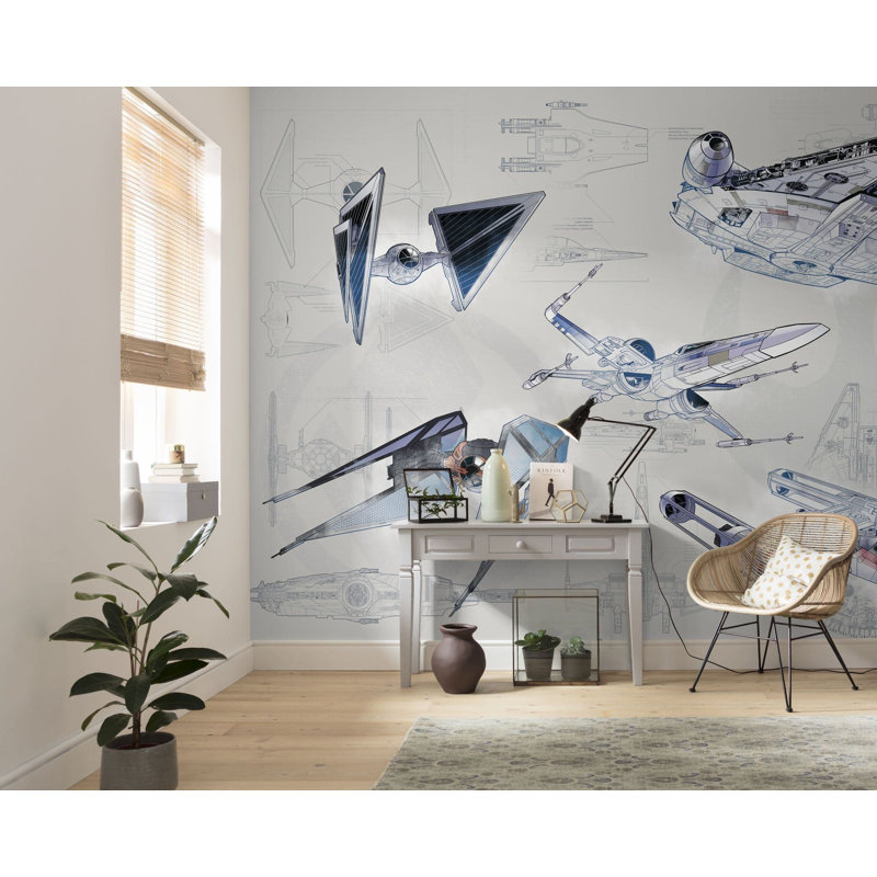 Star Wars Blueprint Dark 2.8m x 4m Wall Mural, Beige