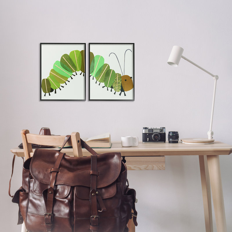 Mignonne chenille douillette, ensemble de 2 giclées encadrées par Jenny Westenhofer, Giclée encadrée noir minuit