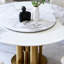 Table de cuisine ronde 59 po 59 po, paresseux à 360 degrés, pierre frittée résistante aux taches et aux chocs, luxe américain, 8 places, table de salle à manger blanc doré avec plateau tournant en pierre, espace compact, design,