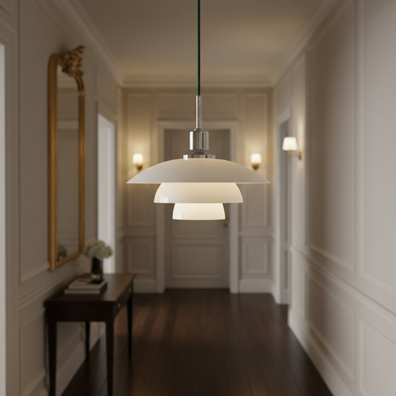 Luminaire suspendu élégant à 3 niveaux avec finition chromée - Plafonnier sans éblouissement pour la cuisine, la salle à manger ou le salon