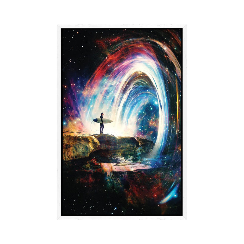 Space Barell by Nicebleed - Print on Canvas, 66.04cm H x 45.72cm W x 3.81cm D, White Framed