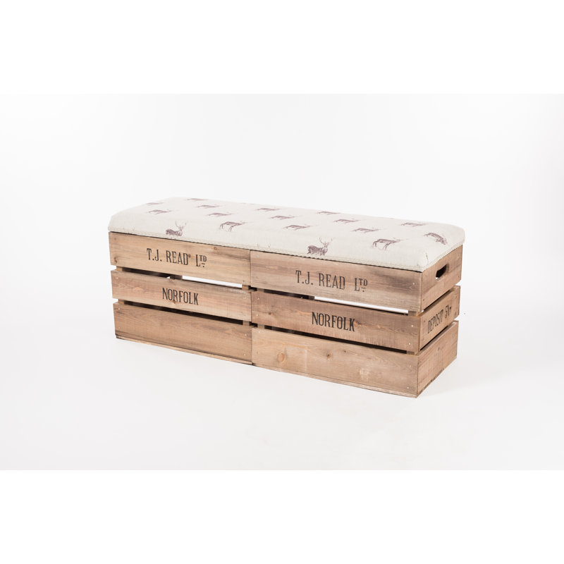 Alvarez Linen Blend Upholstered Storage Bench, 43" H x 97" L x 37" D, Natural Stag