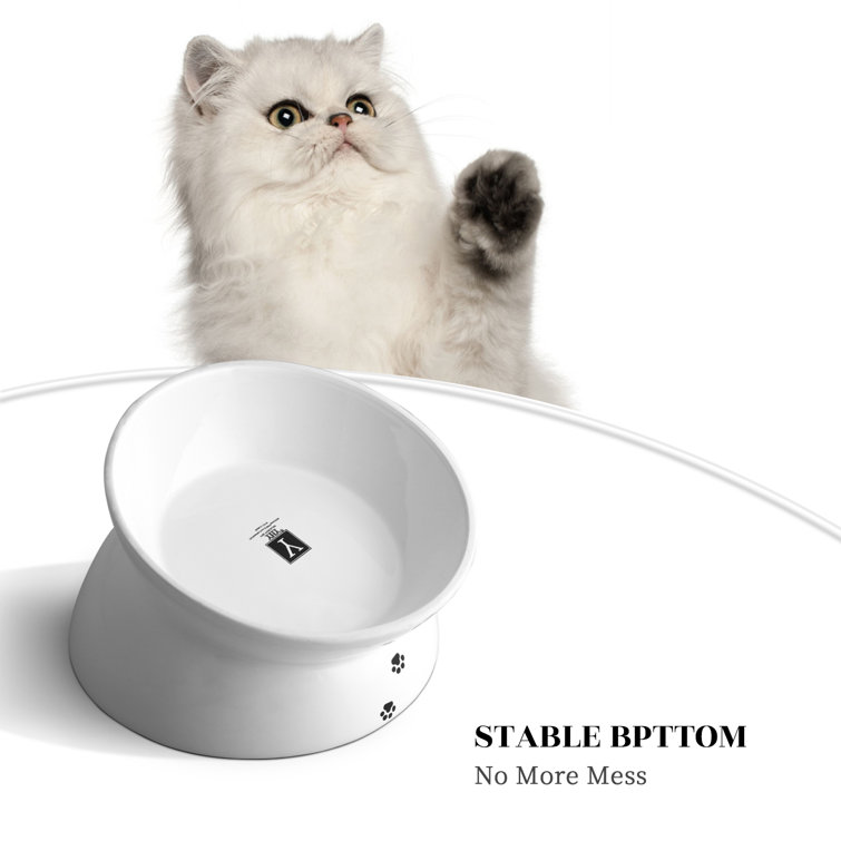 Cat Food Bowl Y YHY Color: White, Overall Height: Medium (5.1)