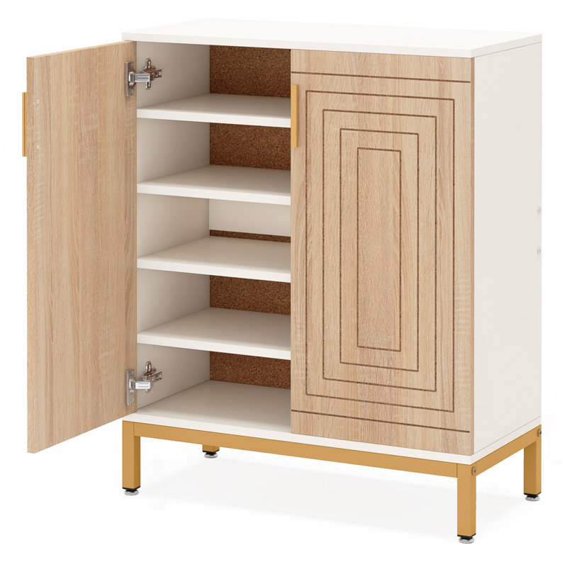 Range-chaussures en bois naturel et naturel 31,5 po avec portes