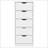 Dresser Kamran, Five Drawer Narrows, White Finish-376022743