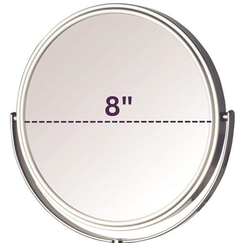 Akea 8" Wall Mount Magnified Makeup Mirror, Nickel