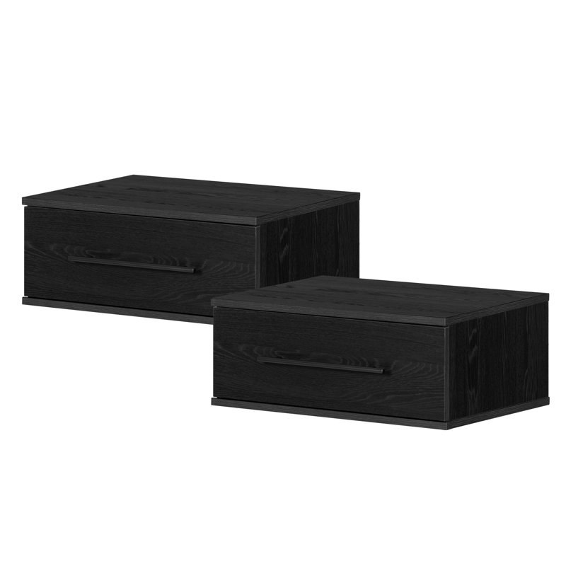Primo  Floating Nightstands With 1 Drawer, Set of 2, Black