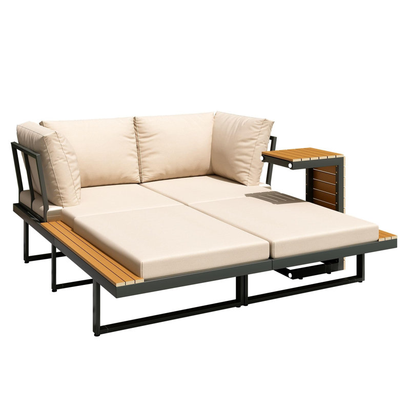 Ensemble de mobilier de patio en métal avec table basse, Blanc