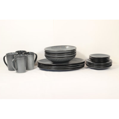 Denali Grey 20 Piece Full Family Dinnerware Set