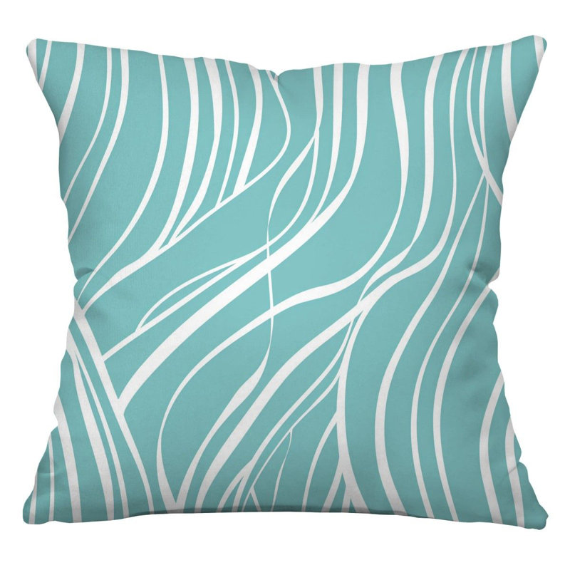Abstract Wave Cotton Blend Reversible Throw Pillow, 18"H x 18"W