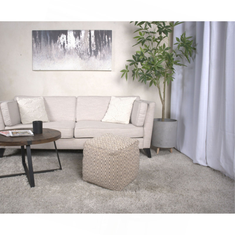Hand Crafted Cotton Pouf（ONLY OTTOMAN), Beige