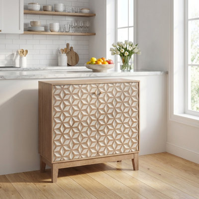 Modern Geometric Design Sideboard with Double Doors and Adjustable Shelves for Versatile Living Room, Kitchen, and Dining Room Storage Solutions
