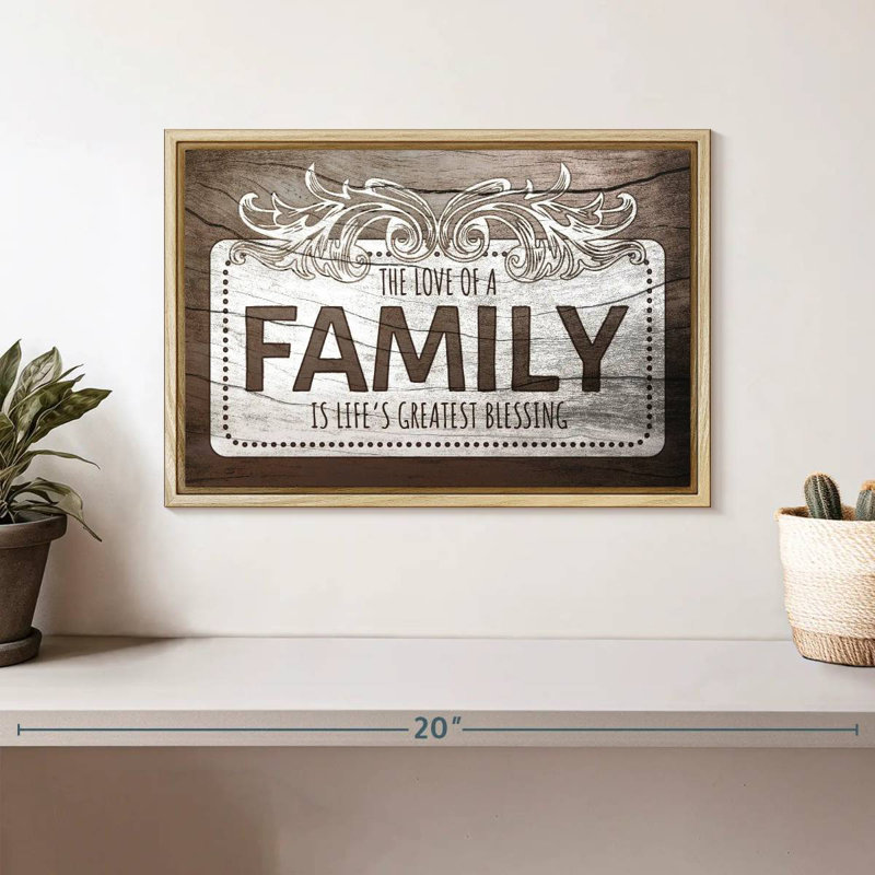 Plaque murale «Love of a Family Quote II», 13 po x 9 po, Cadre flottant en bois naturel