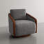 Upholstered Swivel Barrel Chair-1385574545