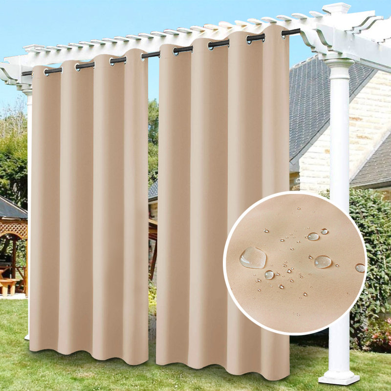 Outdoor Blackout Curtain Pair, 52 W x 94 D cm, Cream