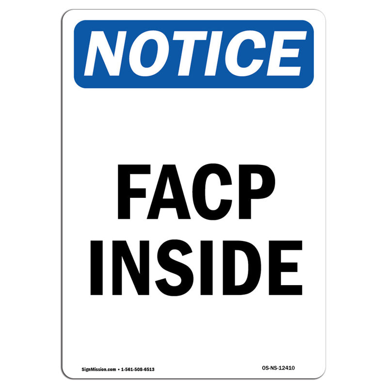 Panneau FACP intérieur en aluminium 12 x 18