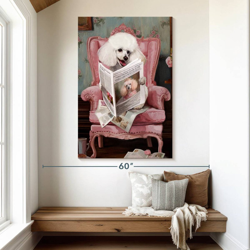Brampt Poodle Reading News, 51" H x 34" W