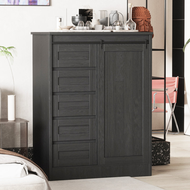 Commode 5 tiroirs Gentleman, Noir