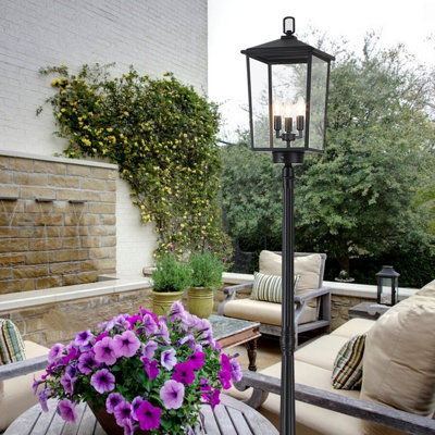 Lampadaire d'extérieur en aluminium 3 lumières H 91 "avec crépuscule à l'aube