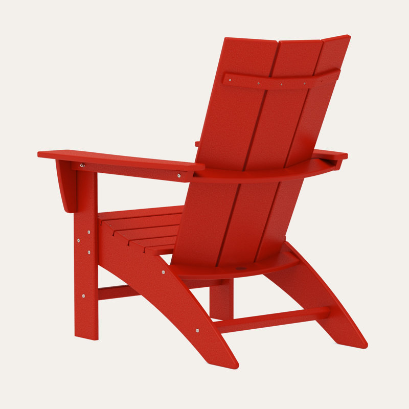POLYWOOD Modern Curveback Adirondack Chair, Sunset Red