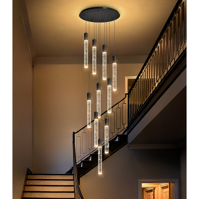 Luminaire suspendu à DEL pour îlot de cuisine à intensité variable, Noir mat, 10, H 118 po x l 19,7 po x P 19,7 po