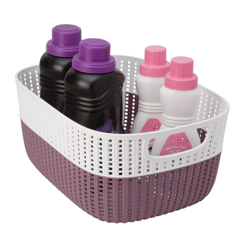 Panier décoratif en plastique, H 6 po x l 9 po x p 11 po, Gris, 4