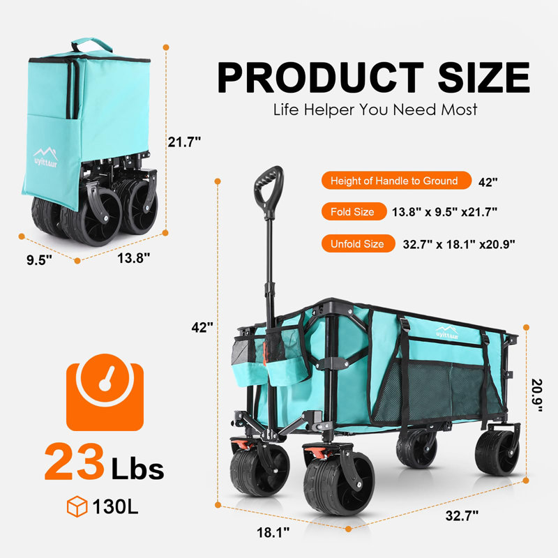 Chariot pliable 140L, Bleu clair