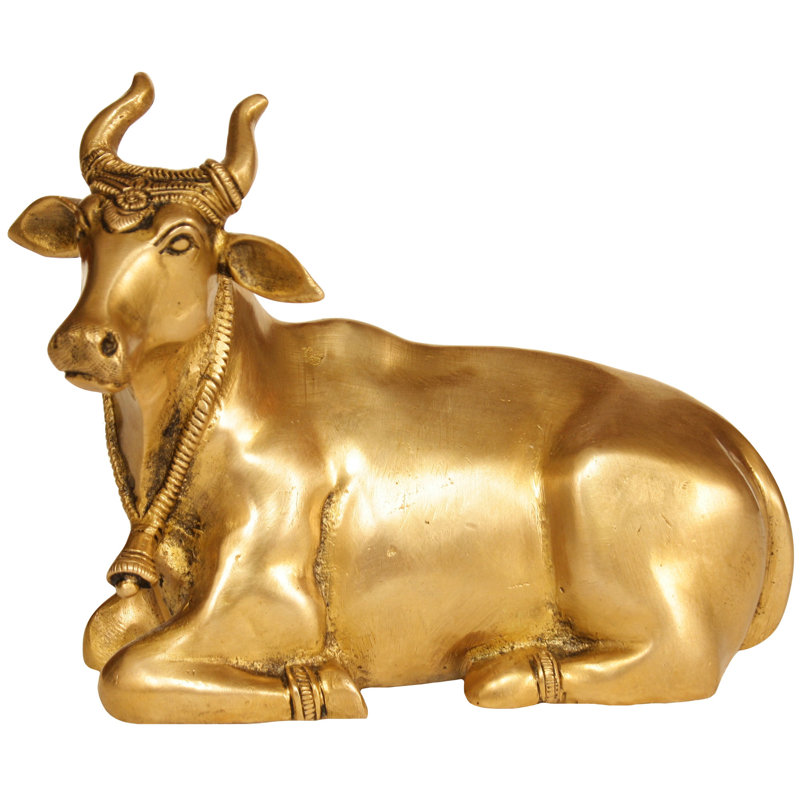 6 po Sculpture en laiton de vache Krishna