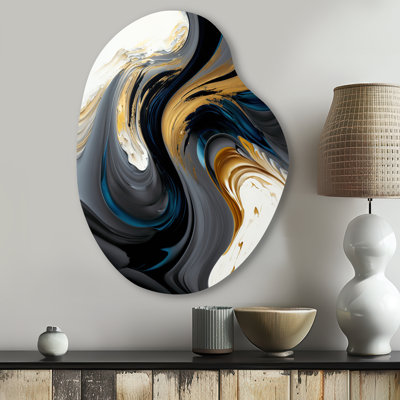Bruges - Abstract Liquid Ink Pear Shape Assymterical Metal Wall Art