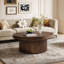 Table basse 33,5 "Mid-Century avec base cylindrique, table basse ronde cannelée avec plateau épaissi-1550365092
