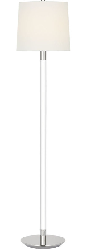 Riga 53" Cordless Floor Lamp with Linen Shade, Polished Nickel