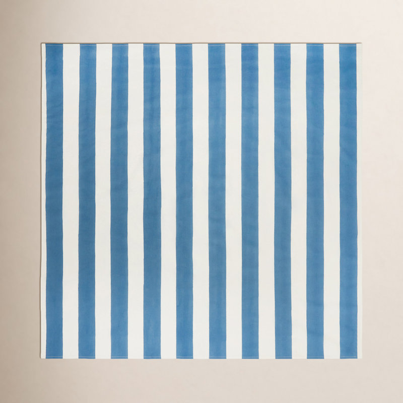 St. Tropez Handmade Striped Tablecloth, 59" Square, Blue