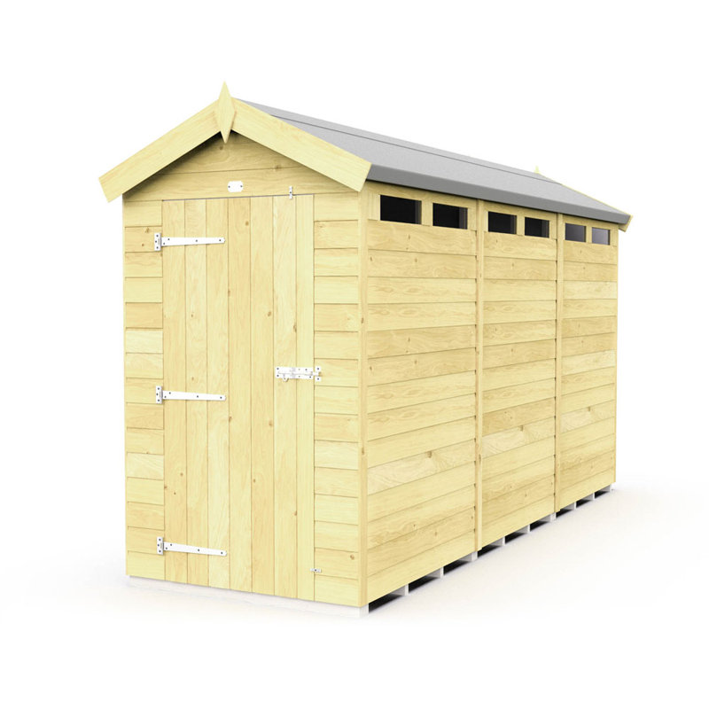 4ft x 12ft Apex Security Shed - Single Door