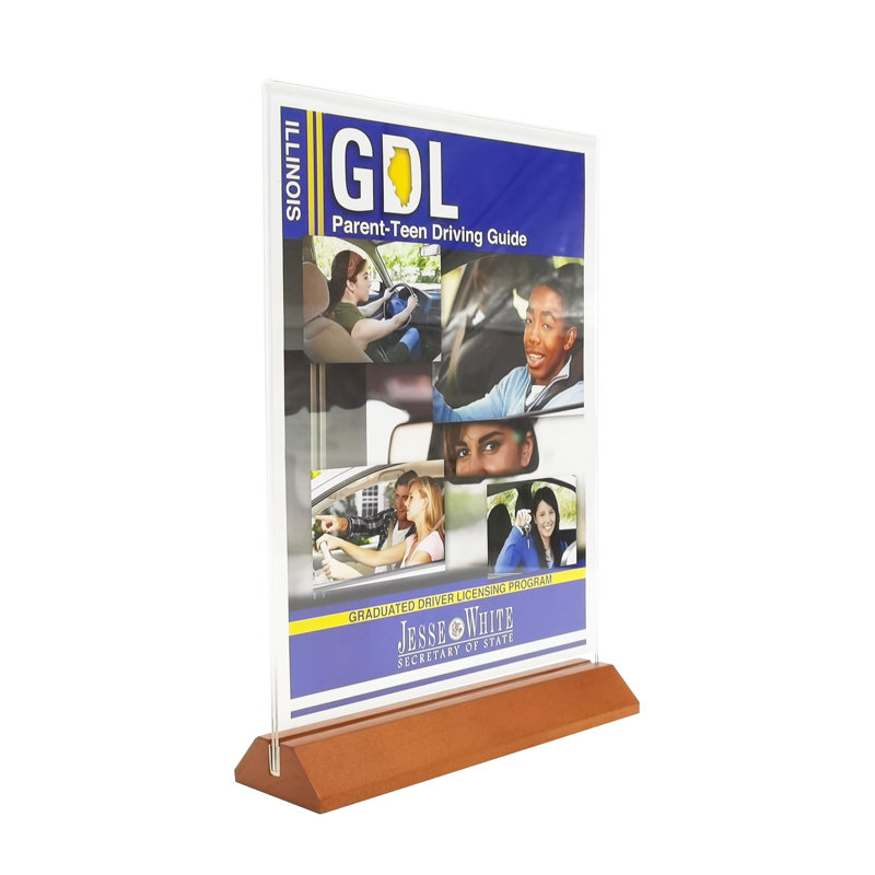 Acrylic T Shape Sign Holder, 8.2" H x 5" W x 2" D