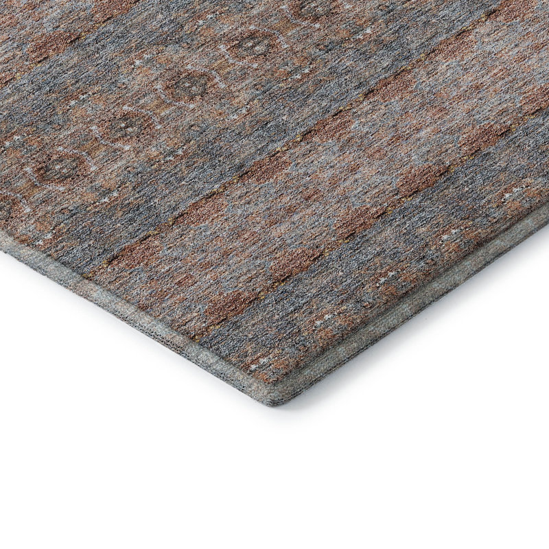 Paprika Boho Striped Washable Rectangular Rug 2'6" x 3'10"