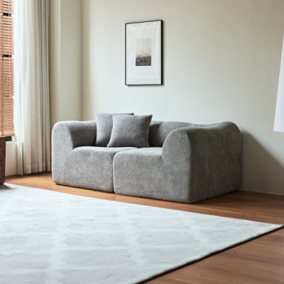 2 - Seater Velvet With Pillows, Space Saving Design, Gray, High Density Foam , Saving, Soft Compressed, Quality