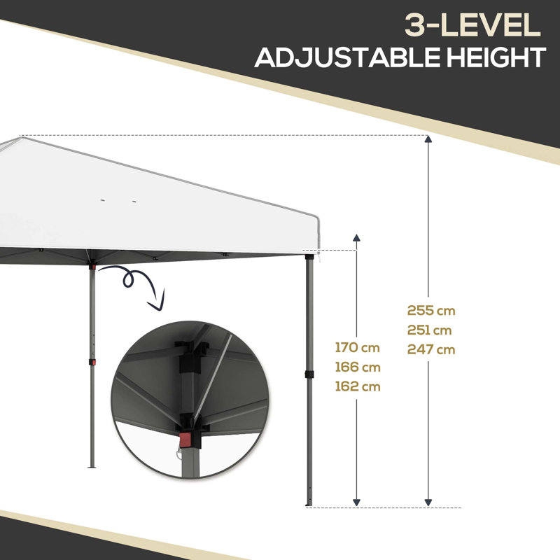 White Steel Pop-Up Canopy Tent with Sidewalls and Mesh Windows