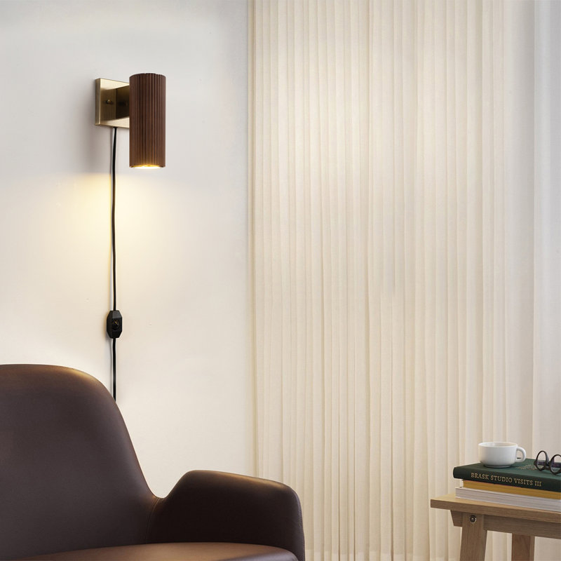 Tambo Steel Plug-in Sconce, Dark Walnut