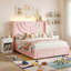 Ensemble de chambre à coucher 3 pièces, solution pour chambre d'enfant tout-en-un, lit rembourré avec lumière ambiante + 2 tables de chevet, tiroir de rangement EXTRA-1310628714-1310628715