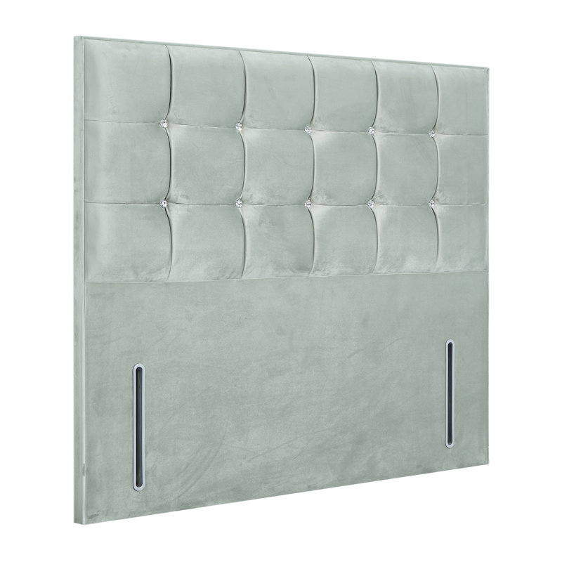 Glamour Upholstered Headboard, Super King (6'), Plush Sage, Velvet
