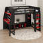 Lit mezzanine double avec bureau, lumières DEL et tablettes multi-rangements